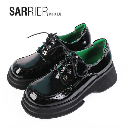 萨瑞儿2022新品加厚底英伦系带乐福鞋 261602 商品图2