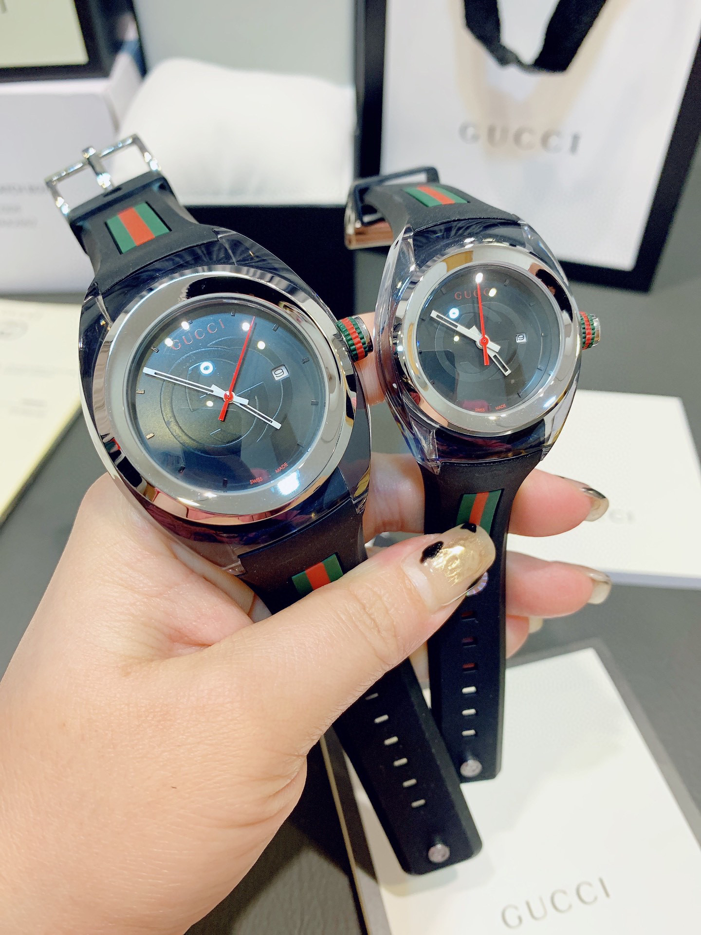 古驰gucci sync情侣款透明款石英表