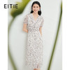 EITIE爱特爱气质V领印花收腰连衣裙6507252 商品缩略图0