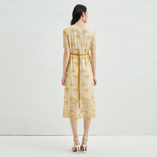 EITIE爱特爱夏季新款温柔气质法式优雅显瘦V领收腰蕾丝连衣裙B2207942 商品图4