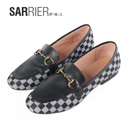 萨瑞儿2022新品织物牛皮拼接款 265722 商品图2