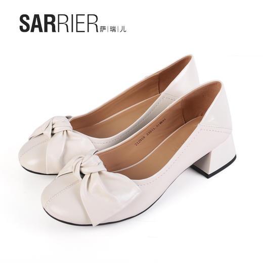 萨瑞儿新品圆头中缝大蝴蝶结饰扣女鞋 212910 商品图3