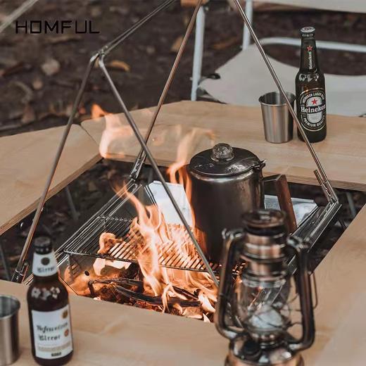 HOMFUL皓风 「户外露营便携式折叠不锈钢烧烤架子」炭烤炉 BBQ焚火台  商品图1