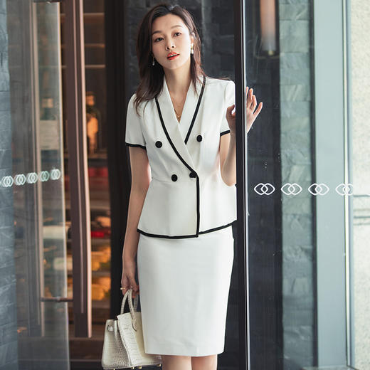 高端名媛职业套装女夏季时尚短袖西装小香风套裙气质女神范 商品图3