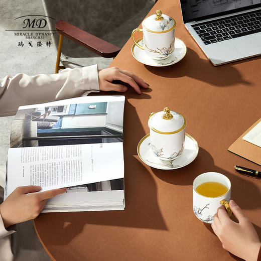 【玛戈隆特】B7F   进博盛宴3头会务盖杯 珐琅彩会议办公家用杯子 礼盒包装 商品图4