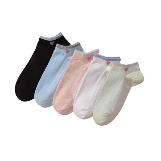 洁丽雅女士船袜春夏款防滑不掉跟浅口纯棉学生可爱休闲吸汗短袜子 商品图5