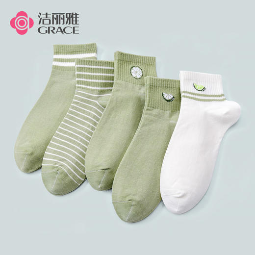 洁丽雅袜子女短袜纯棉春夏季夏天薄款女生学生短筒船袜不掉跟纯棉 商品图0