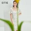EITIE爱特爱夏季新款时尚气质显瘦泡泡袖方领a字蕾丝连衣裙B2207938 商品缩略图0