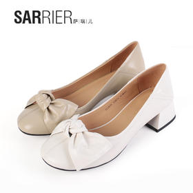 萨瑞儿新品圆头中缝大蝴蝶结饰扣女鞋 212910