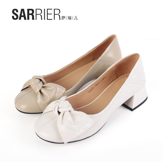 萨瑞儿新品圆头中缝大蝴蝶结饰扣女鞋 212910 商品图0