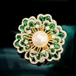 JD-双层锆石花朵胸针气质韩国衣饰别针配饰毛衣西装大衣胸针 商品图1