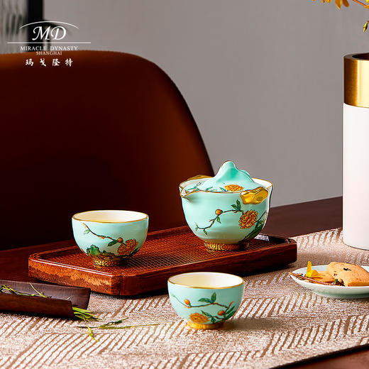 【玛戈隆特厅】B7F丨   玉堂富贵山水同光一壶两杯便携式旅行茶具套装陶瓷家用随身泡茶壶功夫茶具 商品图4