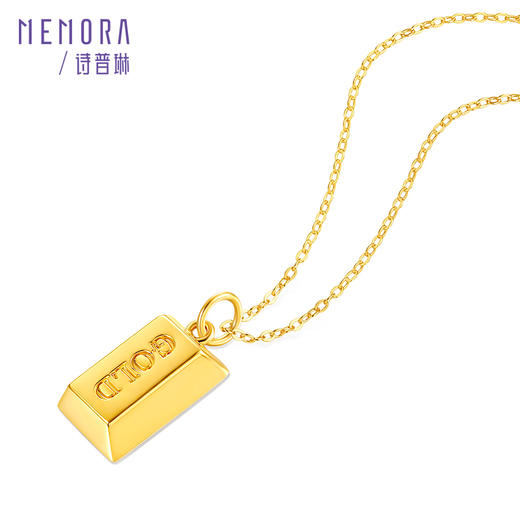 【福利拼团】暴富小金砖 足金吊坠时尚INS风小方砖黄金挂坠MEMORA诗普琳HPE00702 （线上专款） 商品图4