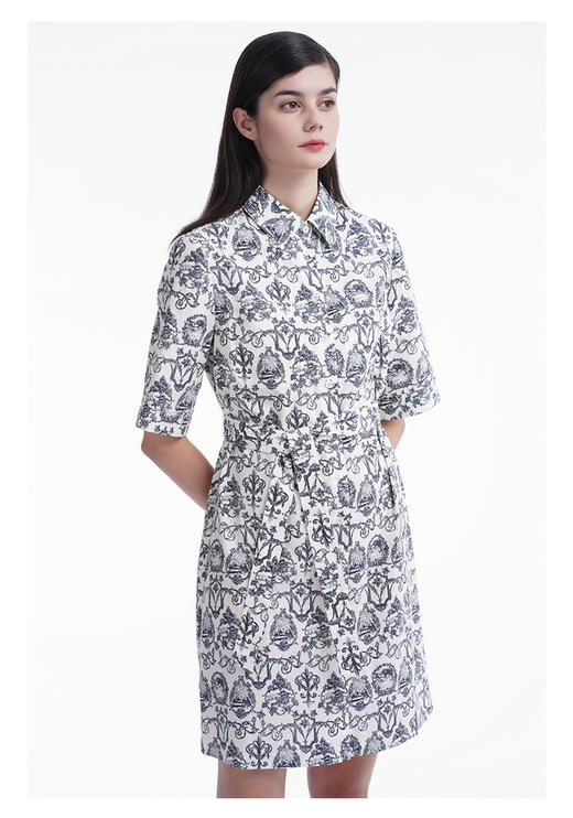 三石一澜女装连衣裙米底印花SG24102032 商品图2