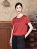 佐尔美2022夏季素色桑波缎真丝短袖宽松桑蚕丝衬衫女E22CS18 商品缩略图0