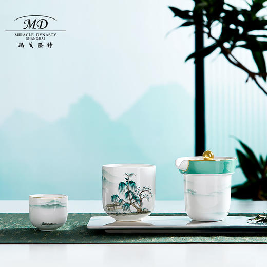 【玛戈隆特】B7F   玛戈隆特西湖盛宴一壶两杯茶杯便携式泡茶骨瓷旅行茶具套装礼盒装 商品图4
