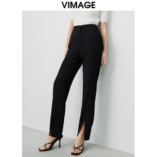 VIMAGE纬漫纪夏新款款时尚修身开叉高腰显瘦女长裤V1505133 商品图5