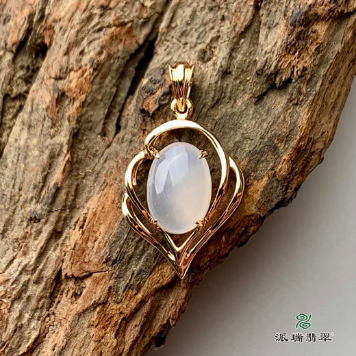 派瑞翡翠 18k金翡翠挂件 糯冰种 无色 商品图3