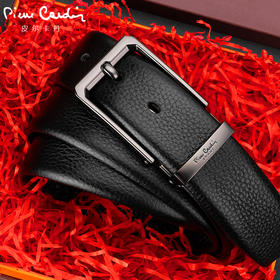 皮尔卡丹男士皮带商务休闲头层牛皮针扣裤腰带