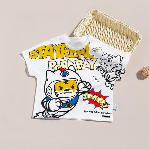 贝贝怡夏季新品儿童短袖太空熊探险系列男童T恤 商品图1