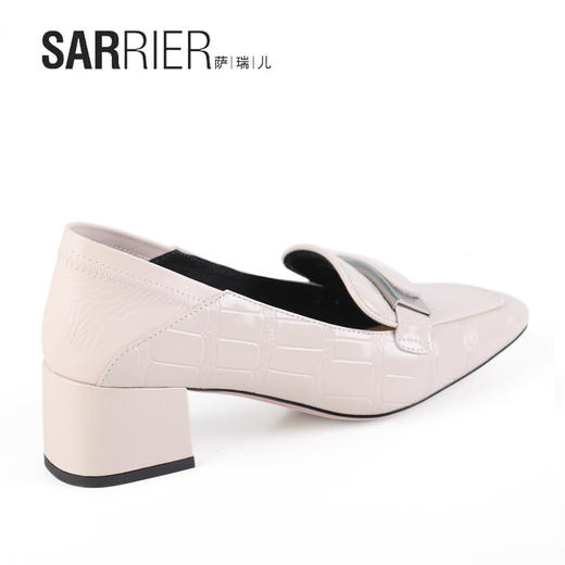 萨瑞儿新品扁头压花牛皮乐福鞋 264433 商品图7