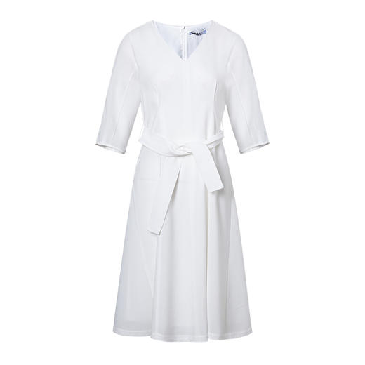 VIMAGE纬漫纪夏季V领收腰雪纺裙子五分袖过膝裙连衣裙V1507148 商品图5