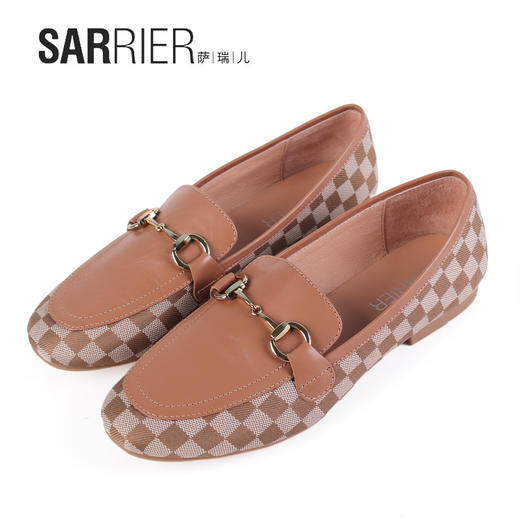 萨瑞儿2022新品织物牛皮拼接款 265722 商品图3