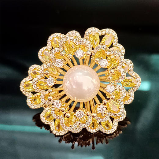 JD-双层锆石花朵胸针气质韩国衣饰别针配饰毛衣西装大衣胸针 商品图0