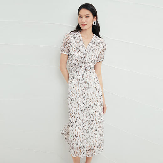 EITIE爱特爱气质V领印花收腰连衣裙6507252 商品图2