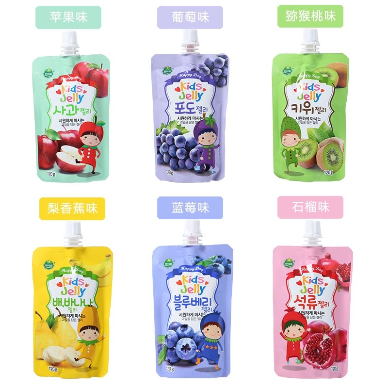 韩国进口韩美禾水果味120g吸吸果冻儿童饮料零食无添加色素