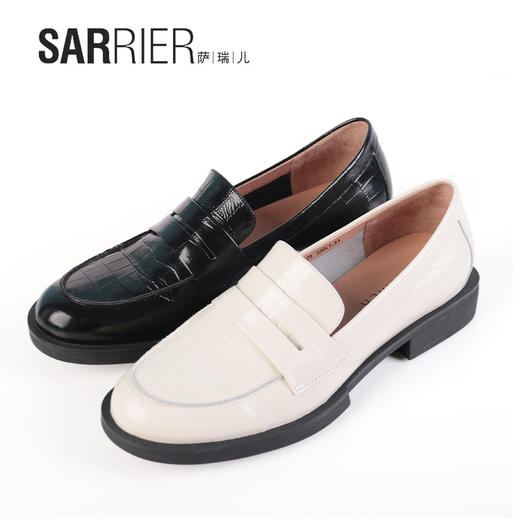 萨瑞儿新品压花牛皮英伦风单鞋 269973 商品图1