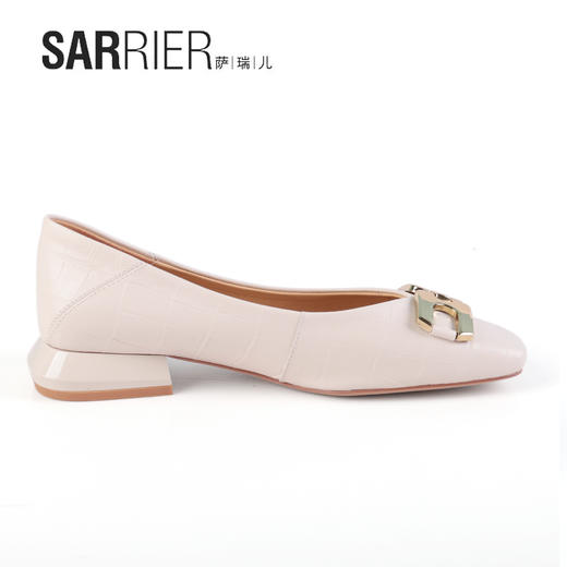 萨瑞儿2022新款亮扣压花牛皮船鞋	213903 商品图6