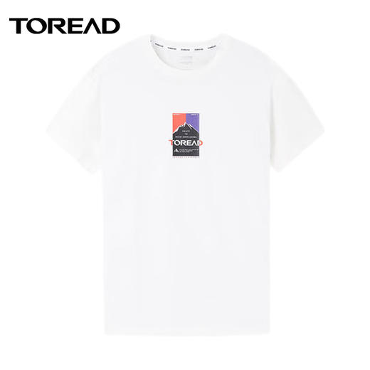 探路者棉T恤男22年春夏新款户外弹力柔软潮印花透气舒适耐热功能短袖TAJK81113 商品图0