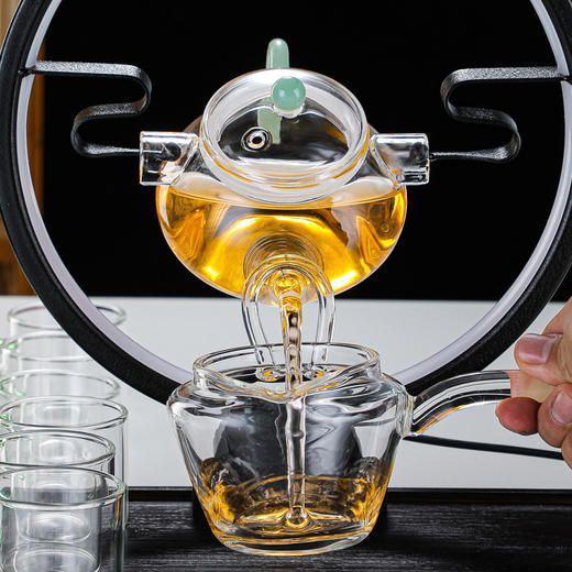 【新款旋转灯圈茶壶】个性创意茶壶泡茶器茶盘茶具套装 商品图1