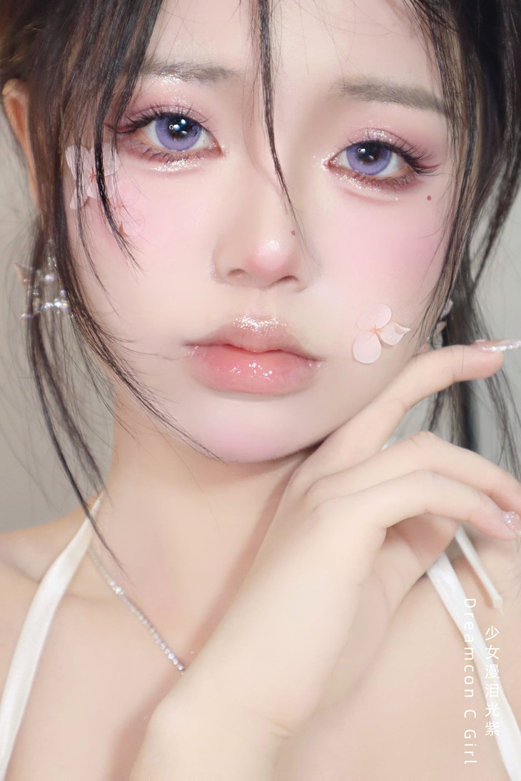 DreamconCGirl年抛隐形眼镜 少女漫泪光紫14.5mm 1副/2片-VVCON美瞳网18