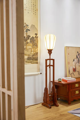 红桥红  家具严选  缅甸花梨（大果紫檀）【嘉木堂升降式灯台 宫灯】