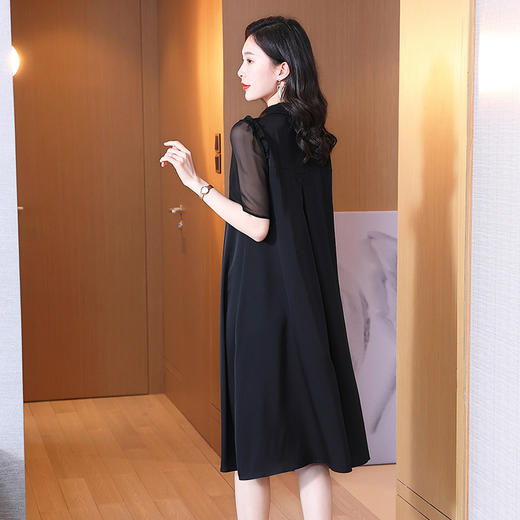 优雅时尚真丝连衣裙，夏季短袖宽松大码桑蚕丝连衣裙KQN-242-27 商品图3