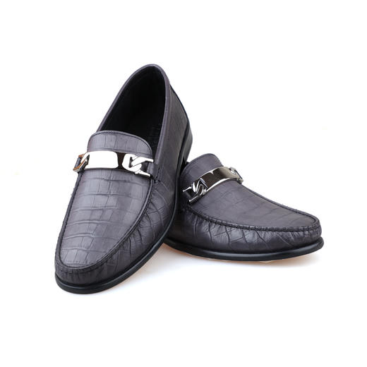 断码特价44码——意大利原产手工制作高品质舒适男士乐福鞋超轻款灰黑色U0550014/614 商品图8