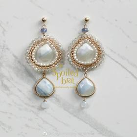 SpoiledBrat Jewelry 戏剧系列 蓝色斜纹欧珀 多层水滴型耳环