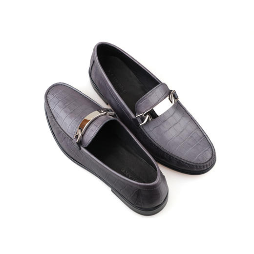 断码特价44码——意大利原产手工制作高品质舒适男士乐福鞋超轻款灰黑色U0550014/614 商品图10