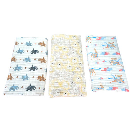 柔棉日记全棉泡泡纱印花方浴巾 商品图0