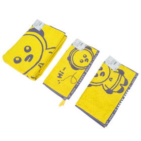 柔棉日记全棉毛圈提花童巾(黄灰)RR041#