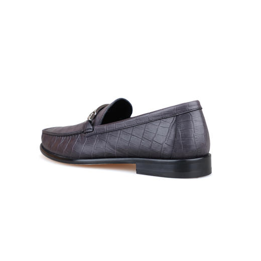 断码特价44码——意大利原产手工制作高品质舒适男士乐福鞋超轻款灰黑色U0550014/614 商品图2