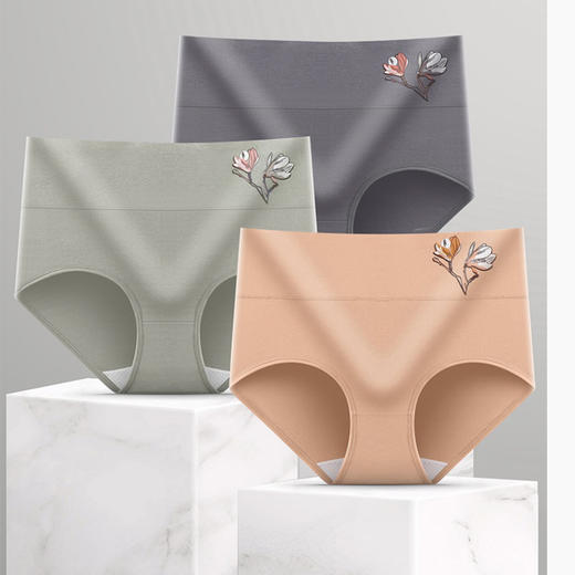 【贴身舒适】妈妈款大码高收复暖宫纯棉内裤5条装 商品图0