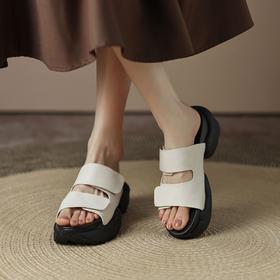 OLD  B83-7 aa时尚松糕平底一字凉拖魔术贴