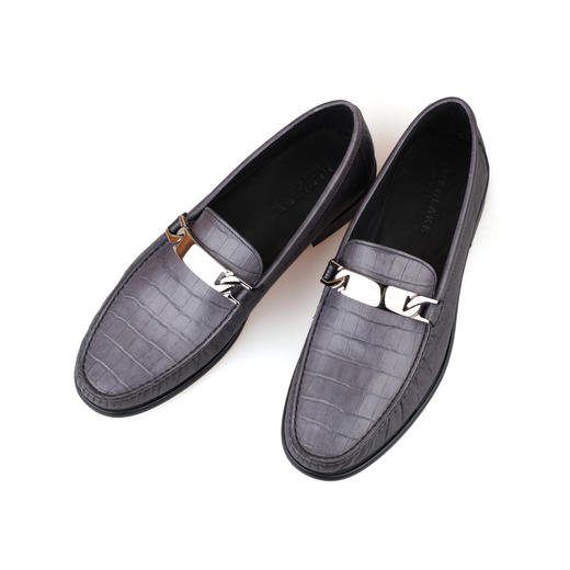 断码特价44码——意大利原产手工制作高品质舒适男士乐福鞋超轻款灰黑色U0550014/614 商品图9