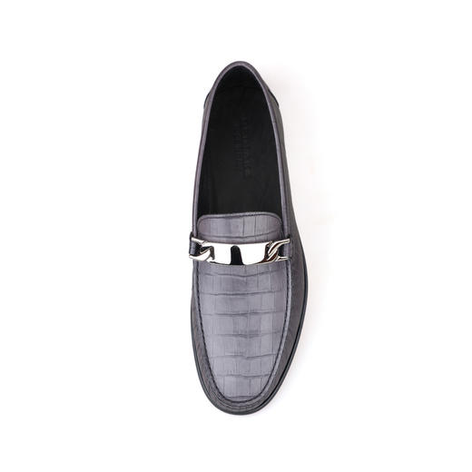 断码特价44码——意大利原产手工制作高品质舒适男士乐福鞋超轻款灰黑色U0550014/614 商品图6