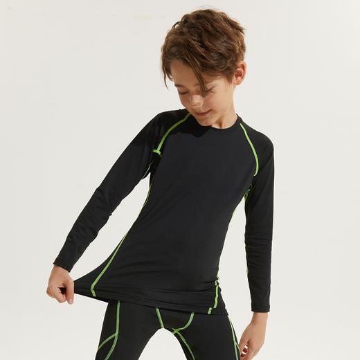 儿童紧身衣男薄绒长袖健身服弹力运动跑步紧身衣 商品图0
