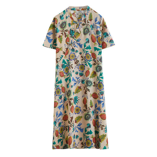 GYH 6186民族风文艺复古棉麻印花a字裙 商品图4