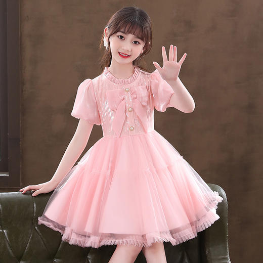 女童洋气连衣裙新款蓬蓬纱裙短袖礼服裙 DY6920 商品图0